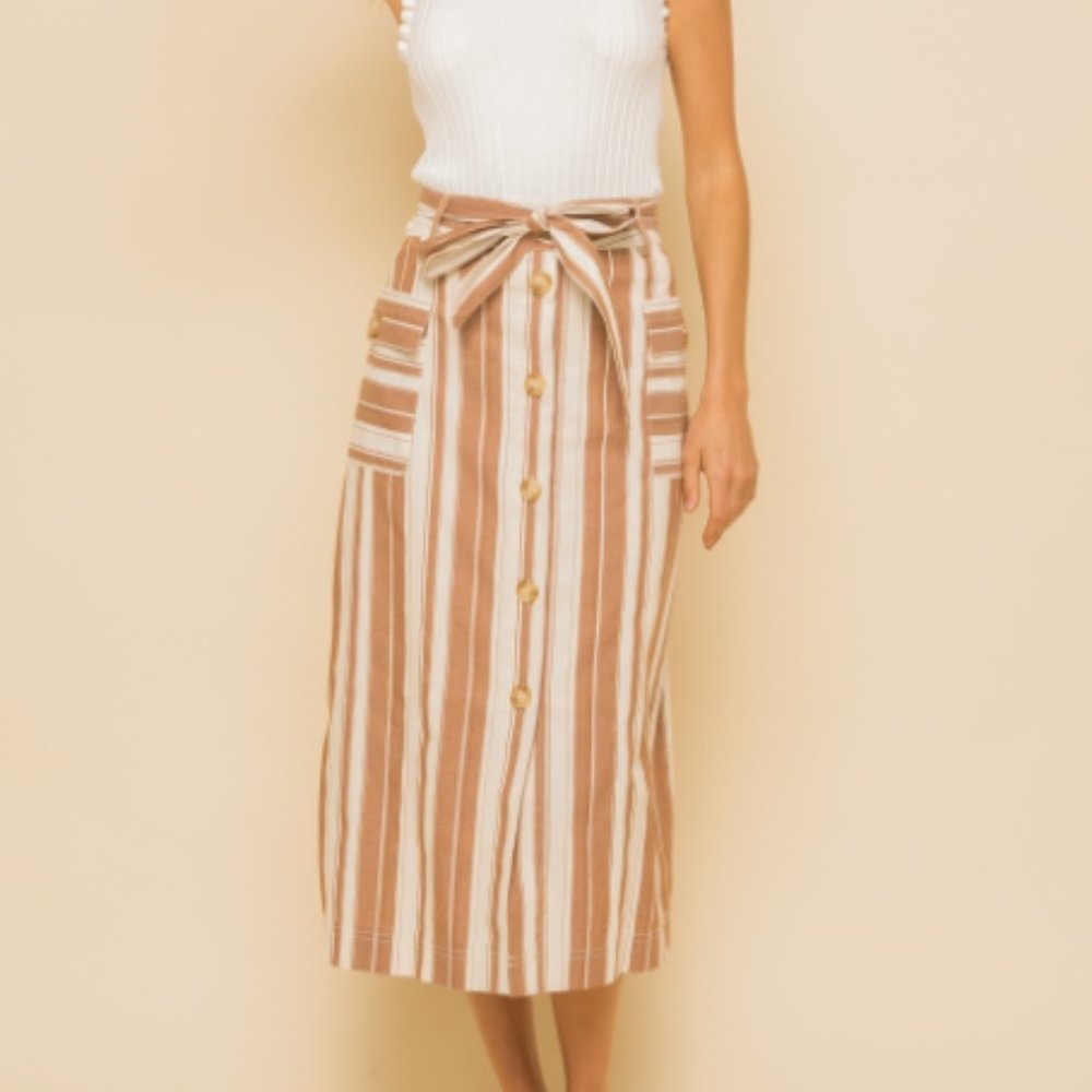 NWT Striped Button Down Skirt